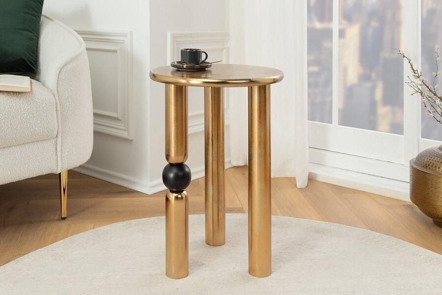 Invicta Interior Ronde bijzettafel Venezia EleganceLIFE PEACOCK 75cm Goud Antiek Wit Metaal Marmeren Pauw Sculptuur - Foto 3