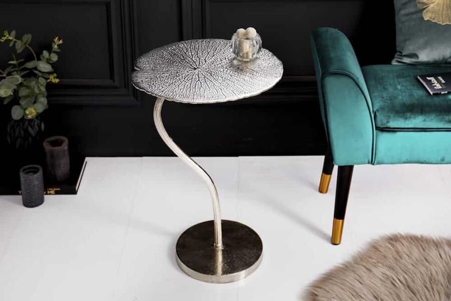 Invicta Interior Handgemaakte bijzettafel ABSTRACT LEAF 40cm zilver 41283
