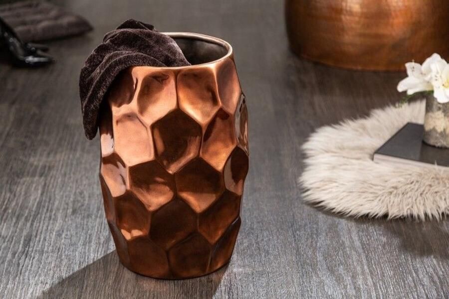 Invicta Interior Handgemaakte bijzettafel Château Essence Majestic Grandeur 50cm koper metaal gehamerd ontwerp honingraat rond - Foto 2