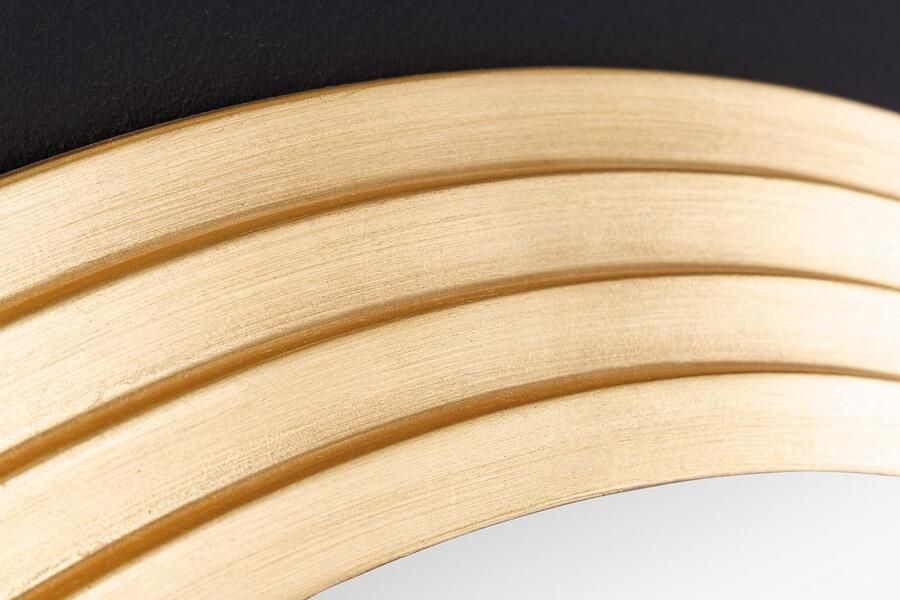 Invicta Interior Handgemaakte bijzettafel Elysian Couture 50cm goud rond metaal zwart glas