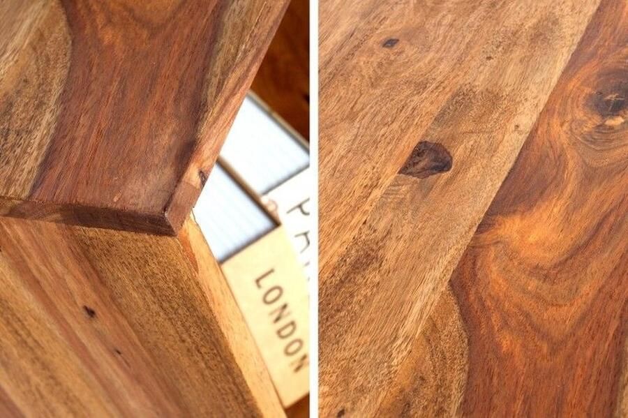 Invicta Interior Handgemaakte bijzettafel MAKASSAR 45cm Plank met sheesham steenafwerking massief hout 35862 - Foto 4