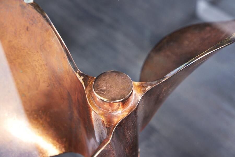 Invicta Interior Handgemaakte bijzettafel OCEAN 75cm koper zwart glazen blad rond metaal maritiem 42726 - Foto 2