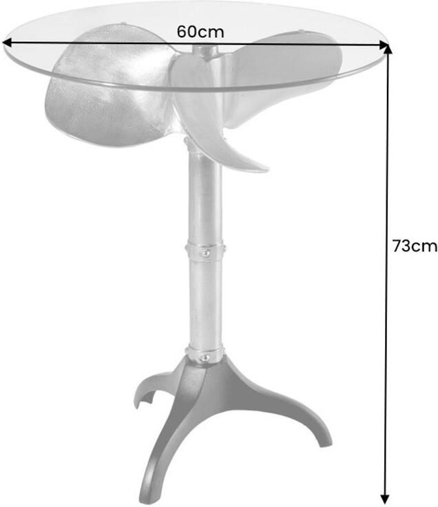 Invicta Interior Handgemaakte bijzettafel OCEAN 75cm koper zwart glazen blad rond metaal maritiem 42726