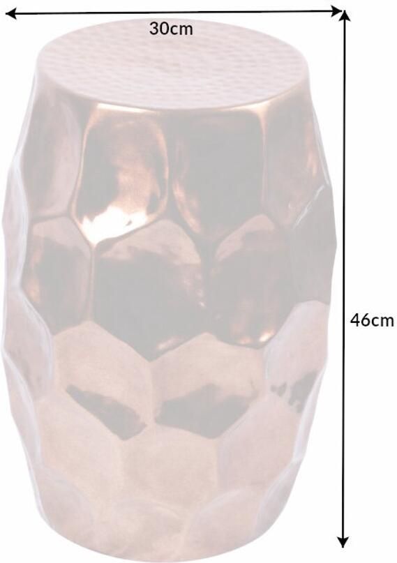 Invicta Interior Handgemaakte bijzettafel ORGANIC ORIENT 50cm koper metaal gehamerd ontwerp honingraat rond 40229 - Foto 4