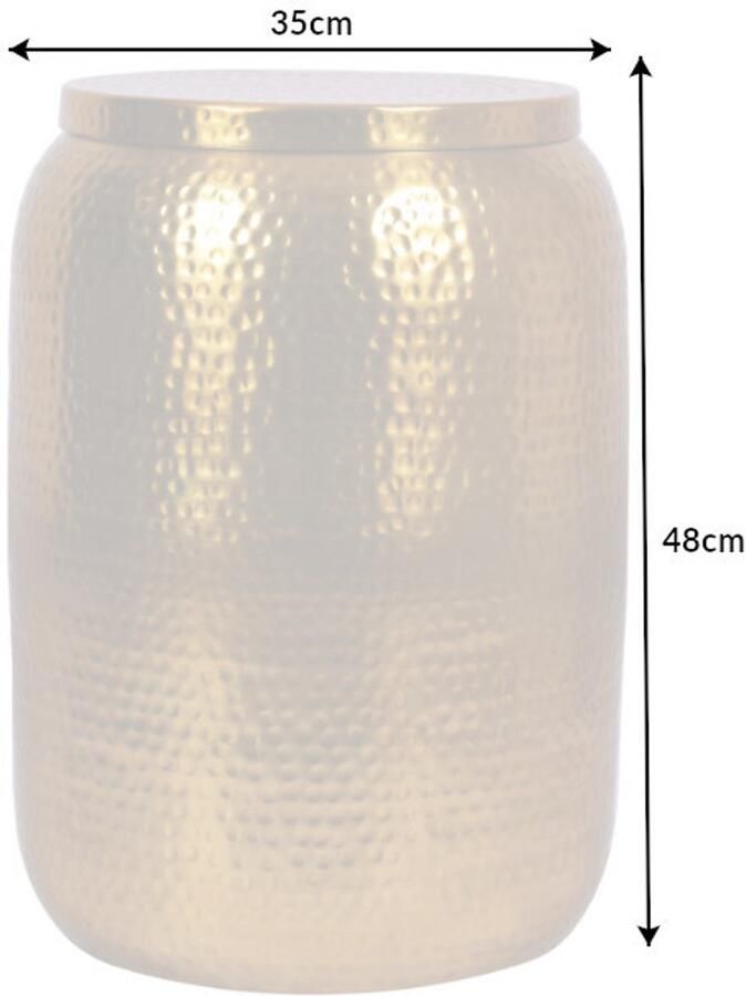 Invicta Interior Handgemaakte bijzettafel ORIENT STORAGE 50cm goud gehamerd ontwerp met ronde opbergruimte 40233