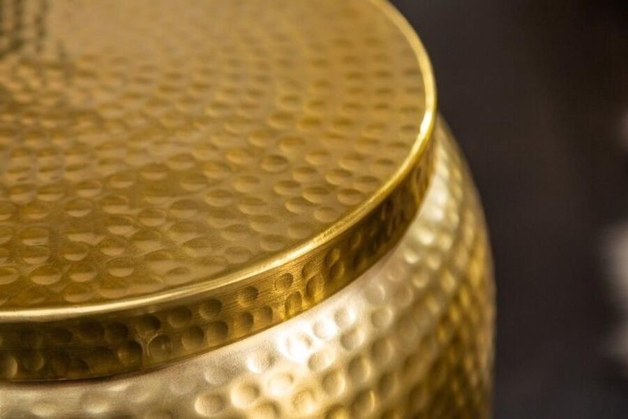 Invicta Interior Handgemaakte bijzettafel Majestic Grandeur STORAGE 50cm goud gehamerd ontwerp met ronde opbergruimte - Foto 3