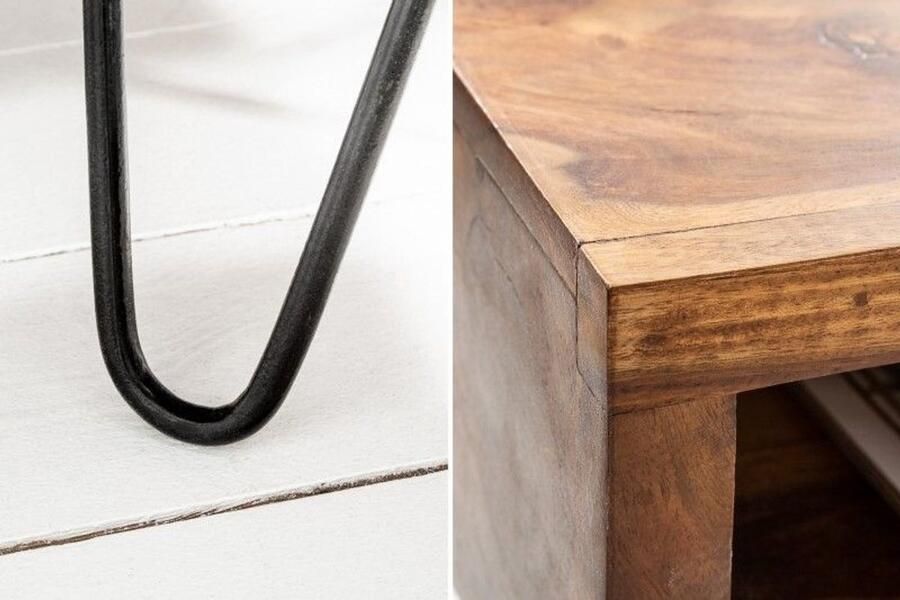 Invicta Interior Handgemaakte bijzettafel SCORPION 45cm Sheesham Hairpin Poten 39957