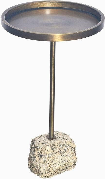 Invicta Interior Handgemaakte Bijzettafel TRAYFUL 60cm Antiek Messing Natuurlijk IJzeren Marmeren Voet 44847 - Foto 2