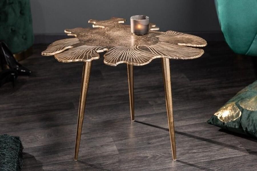 Invicta Interior Handgemaakte salontafel Elysian Essence LEAF 60cm goud filigraan bladontwerp - Foto 2