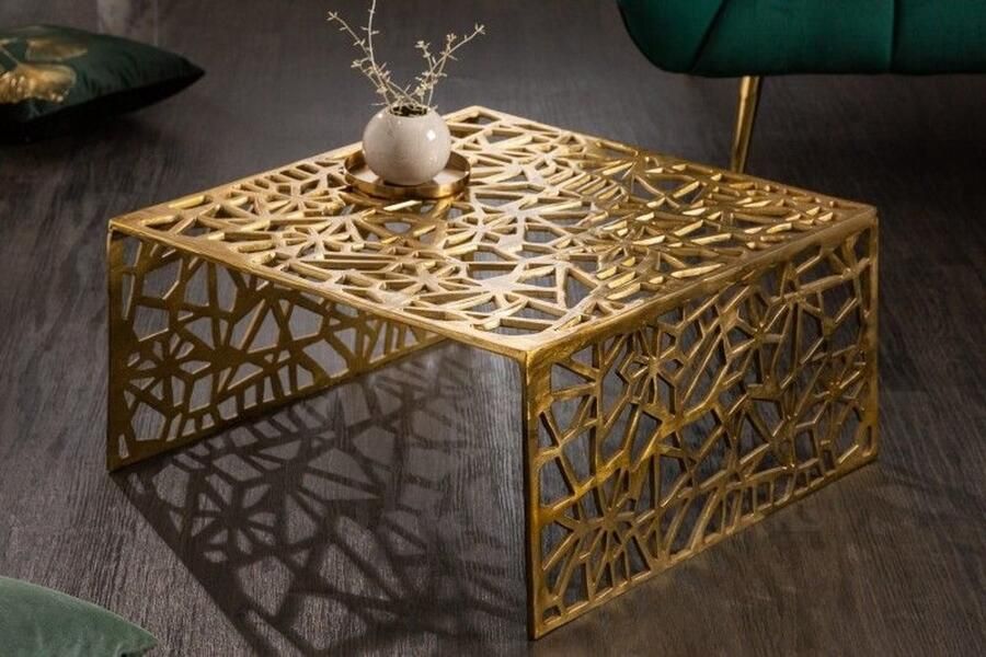 Invicta Interior Handgemaakte salontafel Elysian Essence 60cm aluminium goud in Gap design