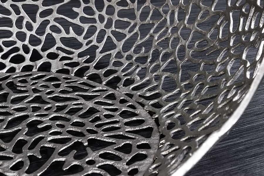 Invicta Interior Handgemaakte salontafel ORGANIC 120cm zilverkleurig metalen bladontwerp met opbergruimte 44148 - Foto 3