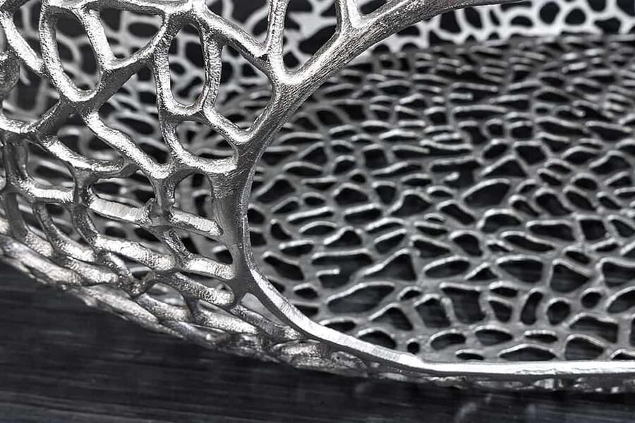 Invicta Interior Handgemaakte salontafel ORGANIC 120cm zilverkleurig metalen bladontwerp met opbergruimte 44148 - Foto 2