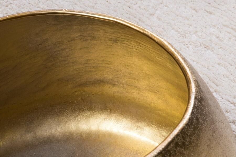 Invicta Interior Handgemaakte salontafel STONE 75cm goud metaal gehamerd design 44852