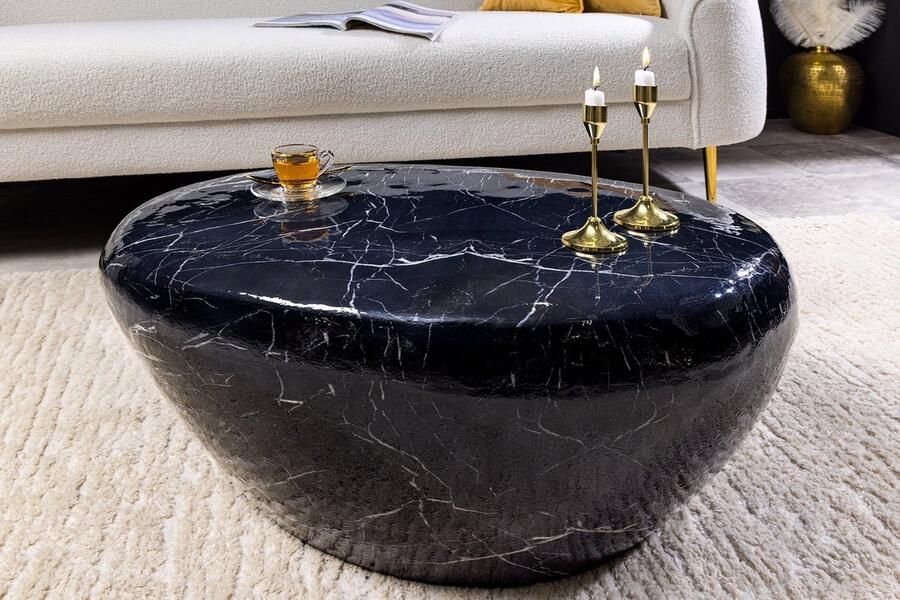 Invicta Interior Handgemaakte salontafel STONE 75cm zwart marmer design metaal 44853 - Foto 2