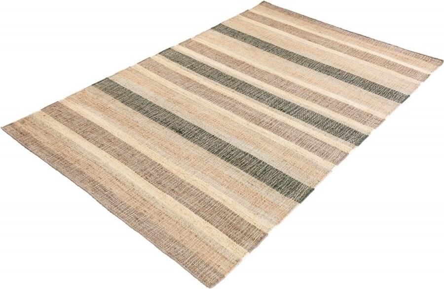Invicta Interior Handgeweven tapijt INKA 230x160cm beige bruine strepen gemaakt van hennep 41464