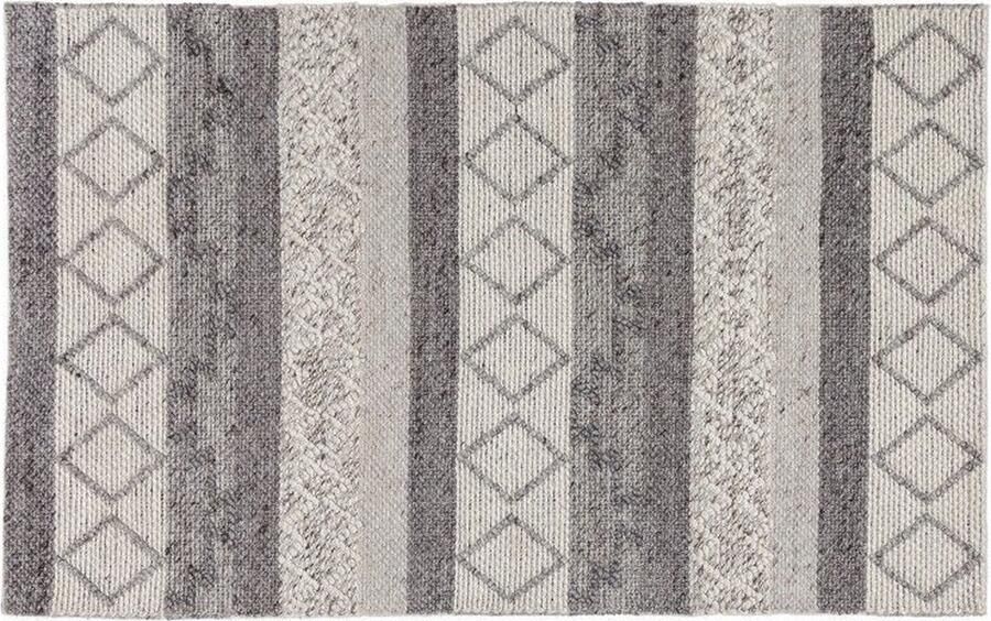 Invicta Interior Handgeweven wollen tapijt YARN 240x160cm grijs beige breipatroon scheerwol 41256 - Foto 3