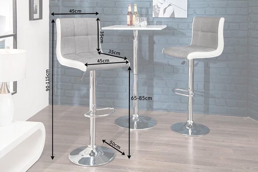 Invicta Interior In hoogte verstelbare barkruk Velour Delight grijs witte barstoel met voetsteun - Foto 3