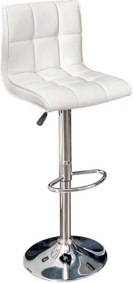 Invicta Interior In hoogte verstelbare barkruk MODENA wit kunstleer metaal verchroomd met rugleuning draaibaar 36919 - Foto 2