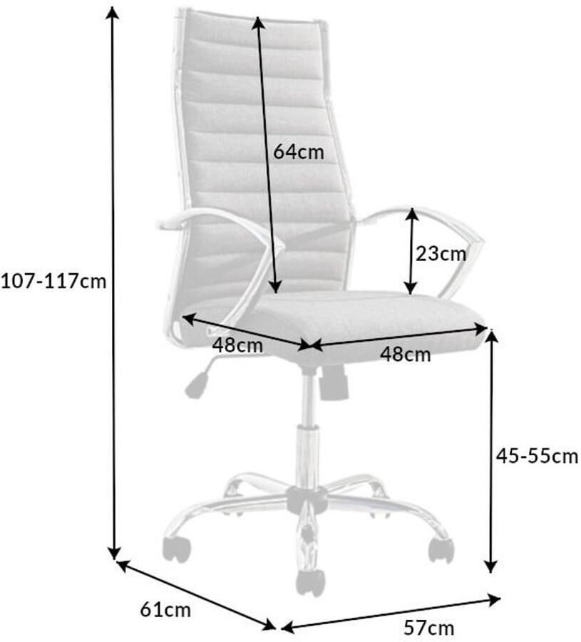 Invicta Interior In hoogte verstelbare bureaustoel BIG DEAL grijze structuurstof met verchroomde armleuningen 41420