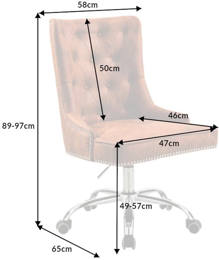 Invicta Interior In hoogte verstelbare bureaustoel VICTORIAN vintage lichtbruin met Chesterfield-quilt 40166