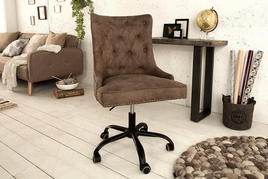 Invicta Interior In hoogte verstelbare bureaustoel VICTORIAN vintage taupe met armleuning 38793