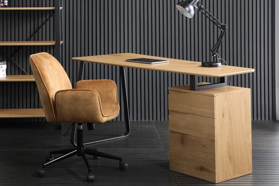 Invicta Interior Industrieel bureau STUDIO 160cm eikenlook met 3 lades 40986 - Foto 2