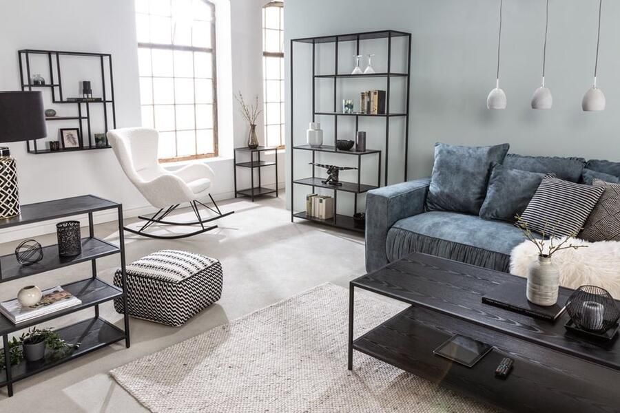 Invicta Interior Industriële bijzettafel SLIM LINE 43cm zwart essen laptoptafel 42007 - Foto 4