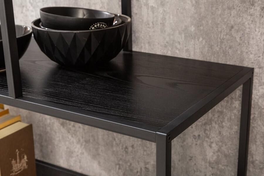 Invicta Interior industrieele boekenkast SLIM LINE 185x114cm zwart essen zes planken 42023 - Foto 2