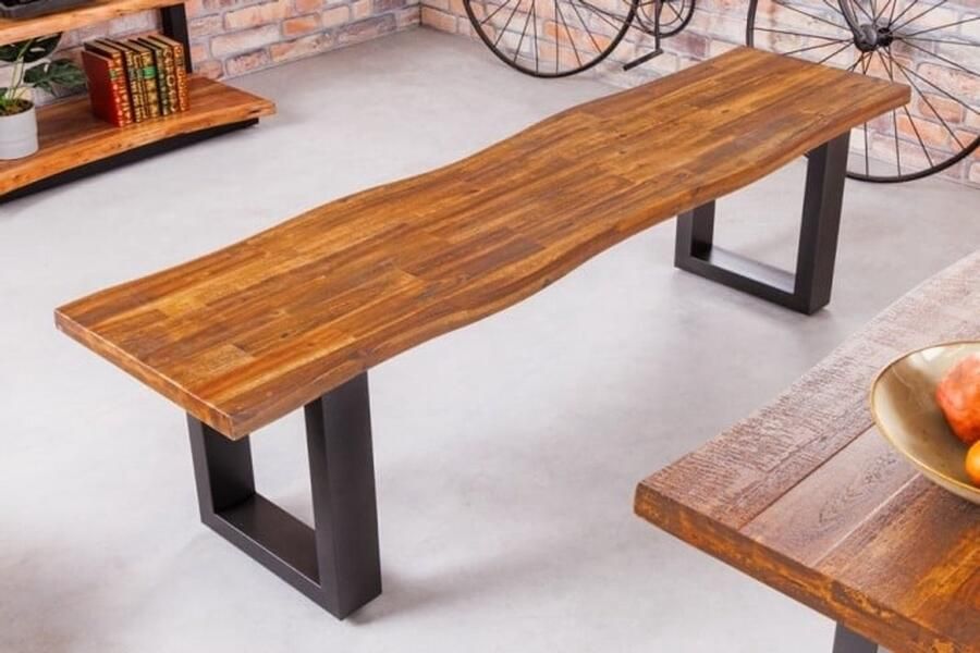 Invicta Interior industrieele boomstambank GENESIS 160cm massief acaciahouten sledeonderstel 42059 - Foto 2