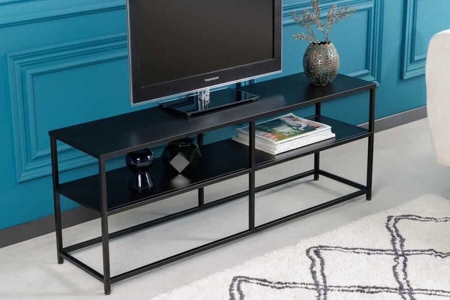 Invicta Interior industrieele consoletafel DURA STEEL 120cm zwart metalen tv-plank met twee planken 41732 - Foto 2