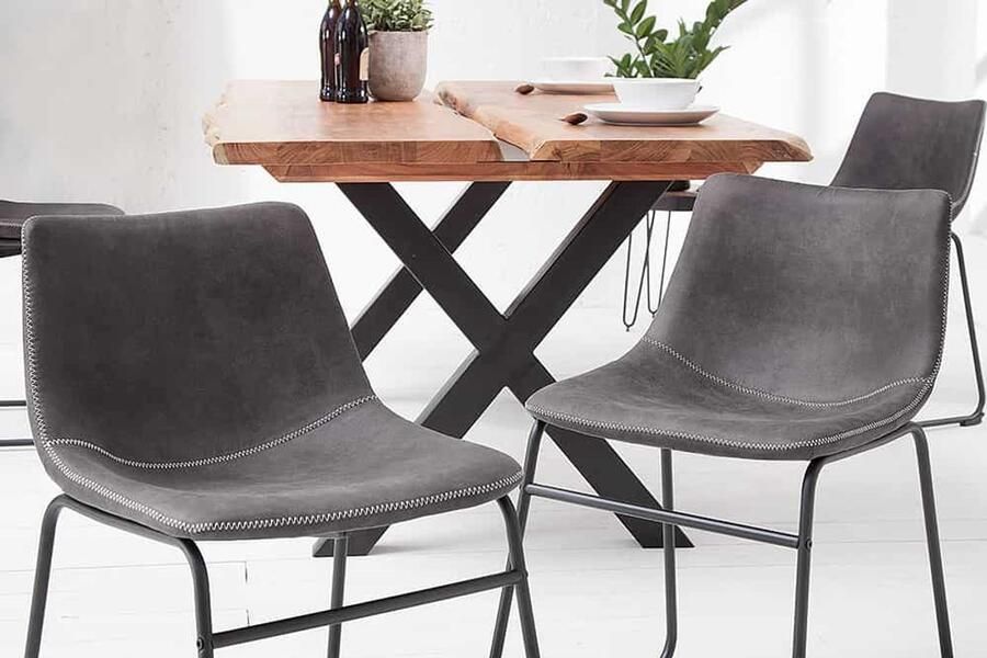 Invicta Interior industrieele design stoel DJANGO vintage grijs met ijzeren frame 38109 - Foto 2