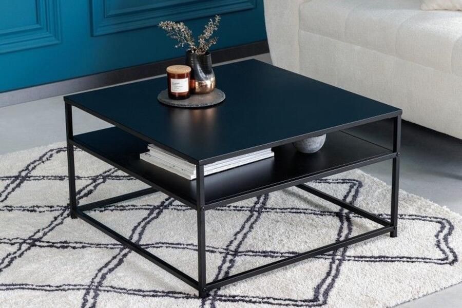 Invicta Interior industrieele salontafel DURA STEEL 70cm zwart metaal met opbergvak 41727