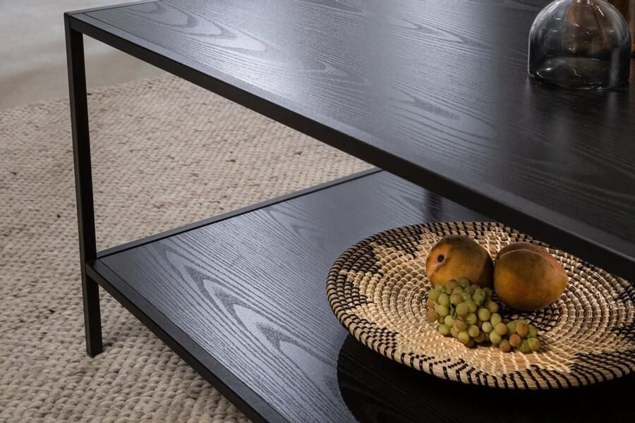 Invicta Interior industrieele salontafel SLIM LINE 120cm zwart essen met twee planken 42013 - Foto 2