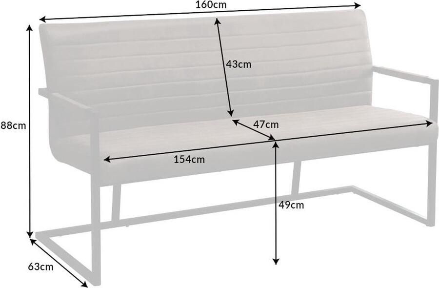 Invicta Interior industrieele sledebank LOFT 160cm taupe met armleuning 42275 - Foto 2