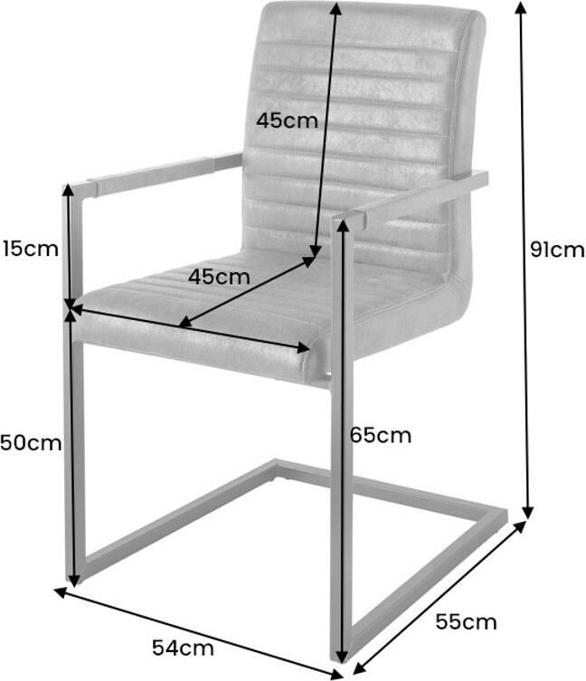 Invicta Interior Industriele sledestoel LOFT Antiek zwart kunstleer met armleuning ijzeren frame 37082 - Foto 3