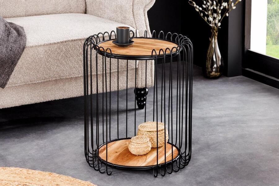 Invicta Interior Industriële bijzettafel TRUE ELEMENTS 50cm Naturel Acacia massief hout 45737 - Foto 2