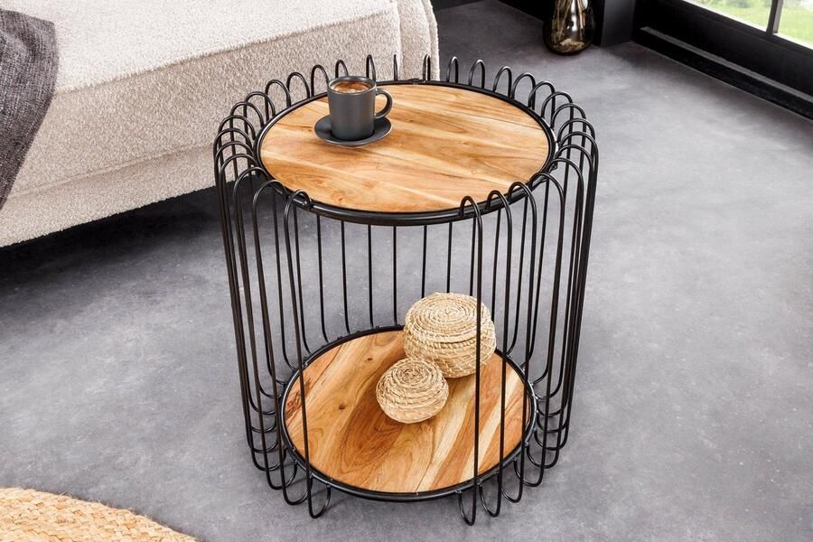 Invicta Interior Industriële bijzettafel TRUE ELEMENTS 50cm Naturel Acacia massief hout 45737