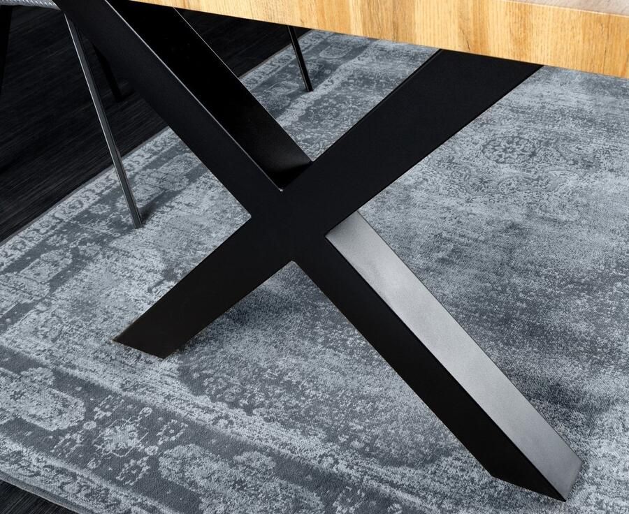 Invicta Interior Moderne kruk Elysian Charm Blauwe getextureerde stof Massief houten poten voetenbank