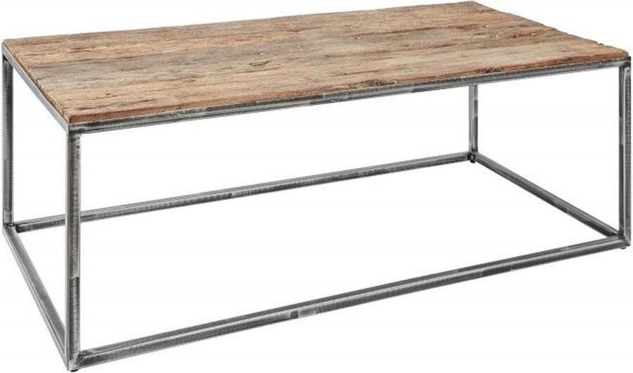 Invicta Interior Industriële salontafel BARRACUDA 110cm gerecycled hout gebogen poten massief houten metalen frame 39587 - Foto 2