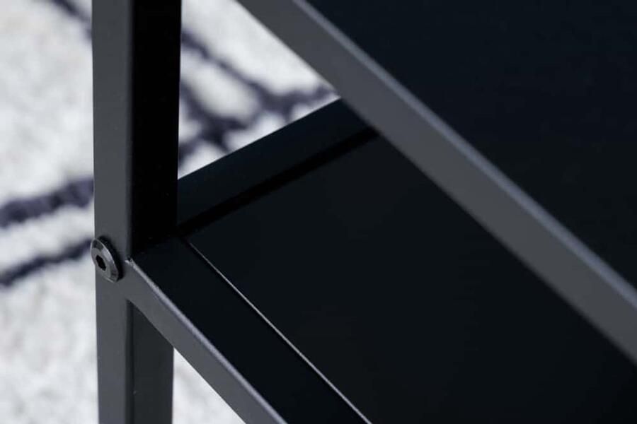 Invicta Interior Industriële salontafel DURA STEEL 100cm zwart metaal met 2 opbergvakken 41726