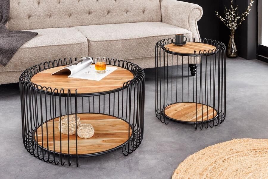 Invicta Interior Industriële salontafel TRUE ELEMENTS 70 cm massief hout van natuurlijk acaciahout 45736 - Foto 2