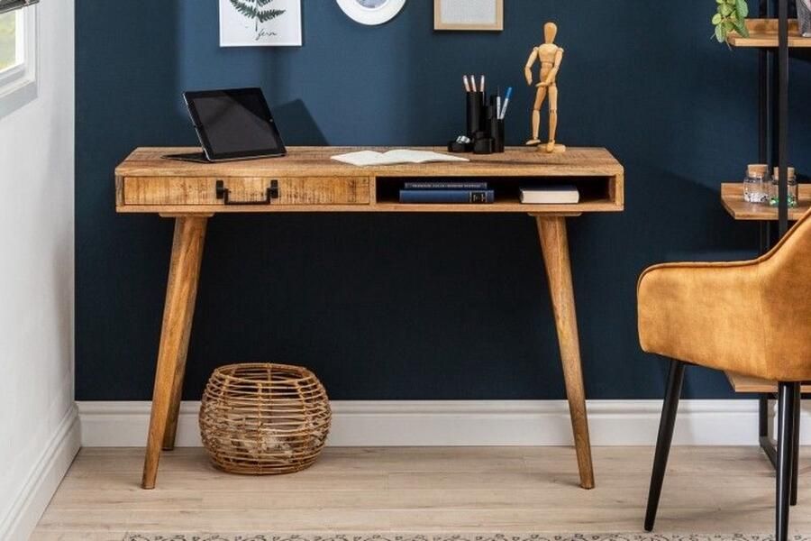 Invicta Interior Massief bureau Eterna Lustre 120 cm mangohouten kantoortafel met lade