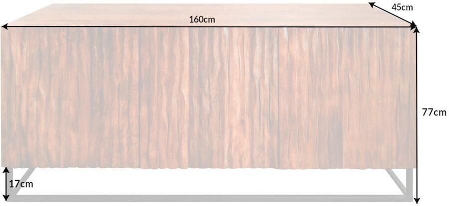 Invicta Interior Massief dressoir AMAZONAS 160 cm mangohout naturel frontontwerp 40050 - Foto 3