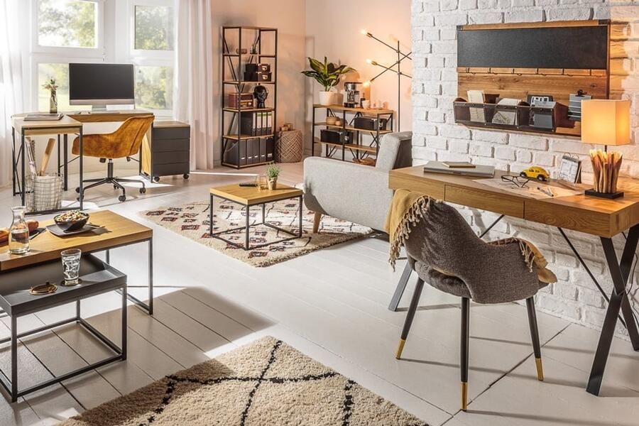 Invicta Interior Massief dressoir Lumine Radiance 160cm antiek teakhout met stalen sledepoten - Foto 2