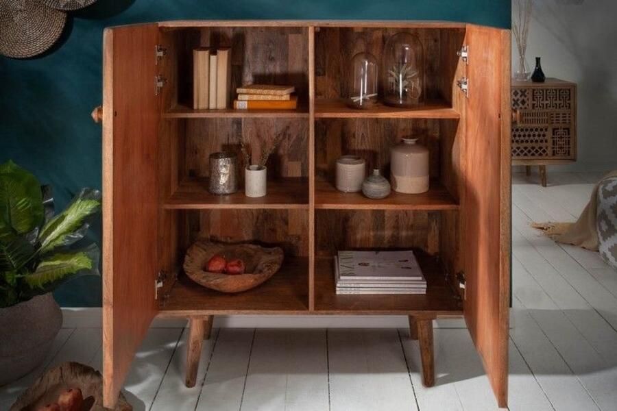 Invicta Interior Massief dressoir MARRAKESCH 120 cm mangohout met boho-stijl decoratie 40301 - Foto 2
