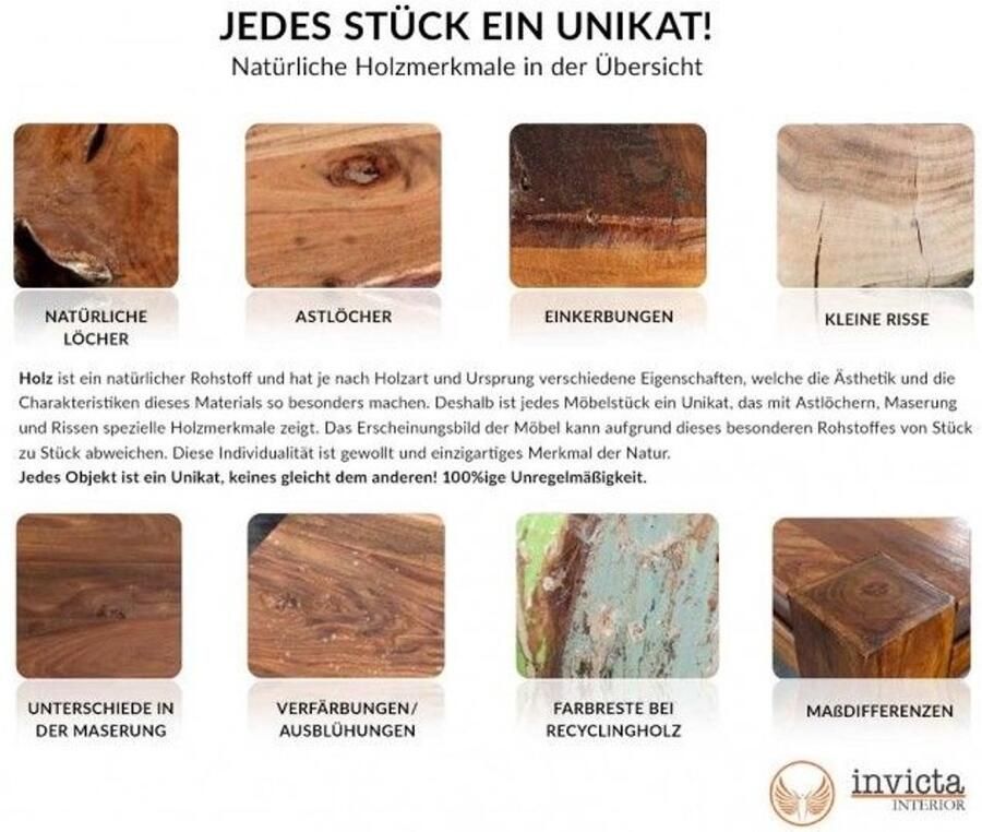 Invicta Interior Massieve bijzettafel Prestige Radiance 30cm teakhouten kubuskruk - Foto 2