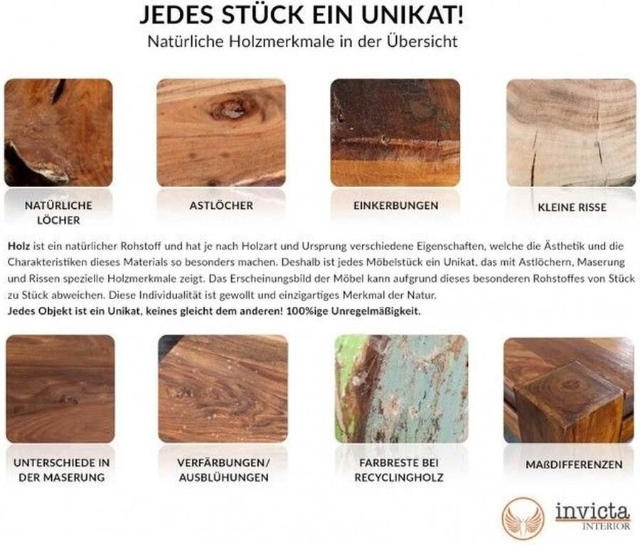 Invicta Interior Design salontafel DIAMOND 70cm natuurlijk mangohout massief messing ijzeren frame 40391 - Foto 1