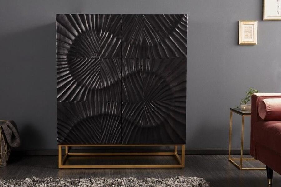 Invicta Interior Massief dressoir SCORPION 120cm zwart mangohout met gedetailleerde 3D-gravures 39910 - Foto 2