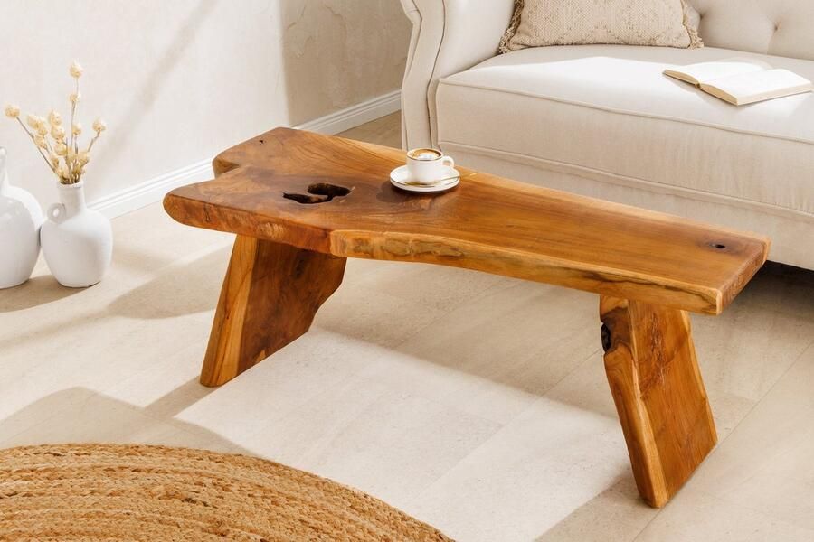 Invicta Interior Massief houten bank ROOT 100cm bruin naturel teakhouten boomstam 44706