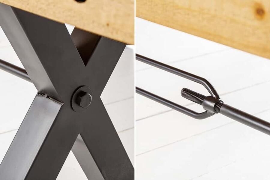 Invicta Interior Massief houten bank THOR 200 cm vintage bruin grenen gerecycled industrieel ontwerp 43677 - Foto 2